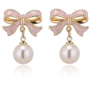 فو تقليد اللؤلؤ الوردي Bowknot استرخى قطرة القرط عشيق in Kuwait