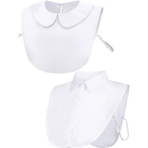 Tatuo 2 Pieces Fake Collar Detachable Blouse Dickey Collar Half Shirts False Collar for Women Favors (White 3, Size 1)