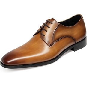 GIFENNSE Men's Handmade Leather Modern Classic Lace up Leather Lined Perforated Dress Oxfords Shoes