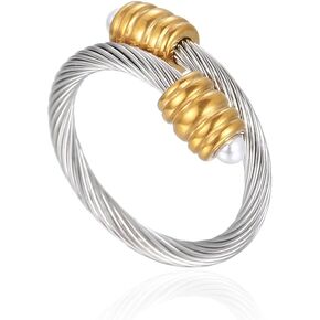 HX SHARE Cuff Pearl Ring، حلقة كابل مصممة لتناسب محيط الإصبع بين 70 مم -90 مم in Kuwait