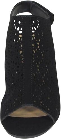 City Classified Footwear Women's Elect Caged Geometric Laser Cut Out Peep Toe Slingback Chunky Stacked Heel Ankle Bootie in Saudi Arabia