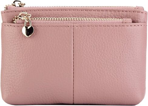 محفظة ZOOEASS للنساء من الجلد الطبيعي بسحاب صغير للعملات المعدنية مع حلقة مفاتيح وسحاب ثلاثي لحمل البطاقات in Kuwait