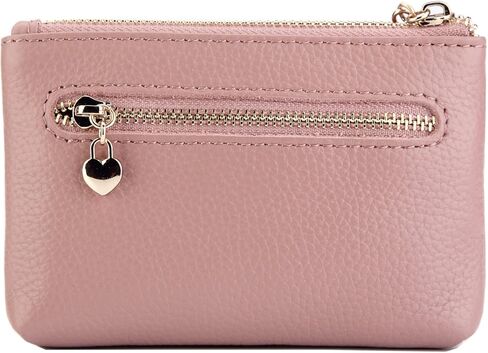 محفظة ZOOEASS للنساء من الجلد الطبيعي بسحاب صغير للعملات المعدنية مع حلقة مفاتيح وسحاب ثلاثي لحمل البطاقات in Kuwait