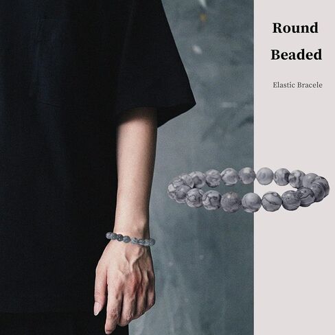 JEWPARK 12PCS 8mm Semi-Precious Gemstone Bracelet Set Healing Crystal Stone Stretch Bracelets for Men Women Round Beaded Elastic Bracelets in Saudi Arabia
