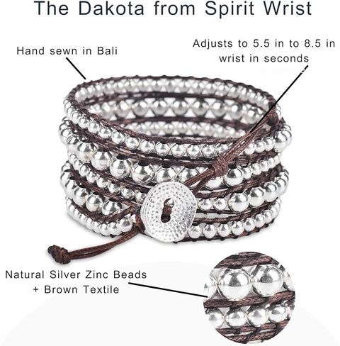 الزنك الفضي + البني - سوار معصم داكوتا بوهو الروحي in Kuwait