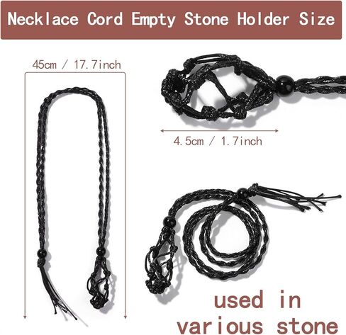 GolbalJew 7 شقرا قلادة بلورات شفاء الأحجار مع حبل نسج يدوي ملفوف حامل أحجار كريمة الريكي ومجموعة مجوهرات كريستال مع سلك قابل للتعديل للتأمل، اليوغا، الديكور، النساء والرجال in Kuwait