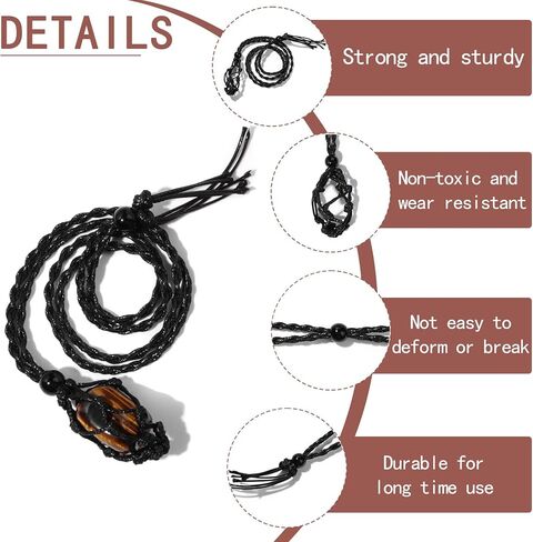 GolbalJew 7 شقرا قلادة بلورات شفاء الأحجار مع حبل نسج يدوي ملفوف حامل أحجار كريمة الريكي ومجموعة مجوهرات كريستال مع سلك قابل للتعديل للتأمل، اليوغا، الديكور، النساء والرجال in Kuwait