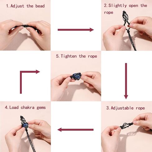 GolbalJew 7 شقرا قلادة بلورات شفاء الأحجار مع حبل نسج يدوي ملفوف حامل أحجار كريمة الريكي ومجموعة مجوهرات كريستال مع سلك قابل للتعديل للتأمل، اليوغا، الديكور، النساء والرجال in Kuwait