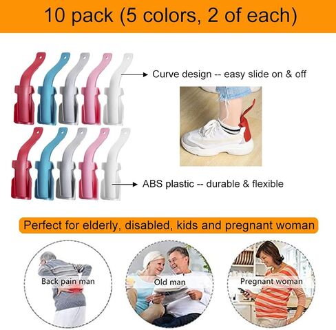 10 قطع من قرون مساعدة الاحذية لكبار السن من الرجال والنساء - مساعد احذية لارتداء حذائك - جهاز مساعدة الاحذية بخطوة واحدة لكبار السن - مساعد عصا الاحذية - بوق حذاء واقف in Kuwait