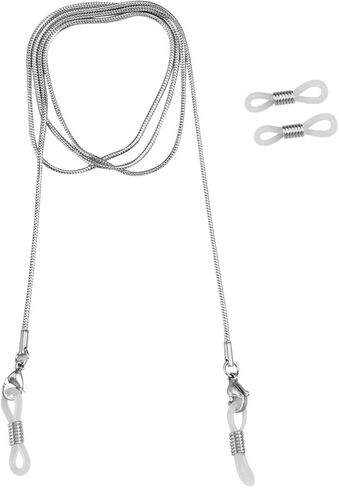 Toyvian Fashion Eyeglass Strap Chains Cord Stainless Steel Snake Chain Style Eyeglass Sunglasses Chain Cord Neck Strap Holder for Outdoor Activities Reading Glasses (Silver) in Saudi Arabia