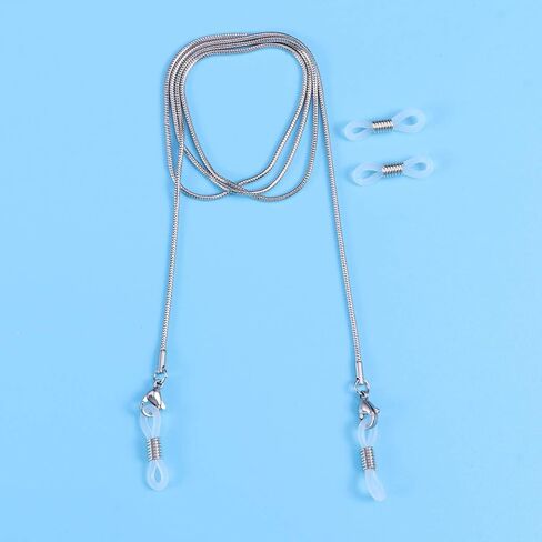 Toyvian Fashion Eyeglass Strap Chains Cord Stainless Steel Snake Chain Style Eyeglass Sunglasses Chain Cord Neck Strap Holder for Outdoor Activities Reading Glasses (Silver) in Saudi Arabia