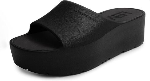Lemon Jelly Women's Platform Sandals - Cute Water-Friendly Comfort Wedges for the Beach or Casual Wear - Super Lightweight Slip-On Flip Flops for Ladies - Versatile, Chunky Summer Slides in Saudi Arabia