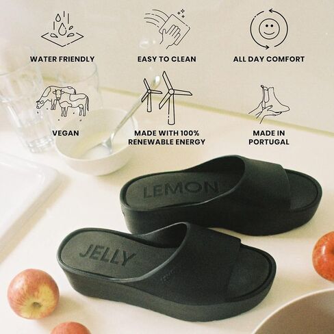 Lemon Jelly Women's Platform Sandals - Cute Water-Friendly Comfort Wedges for the Beach or Casual Wear - Super Lightweight Slip-On Flip Flops for Ladies - Versatile, Chunky Summer Slides in Saudi Arabia