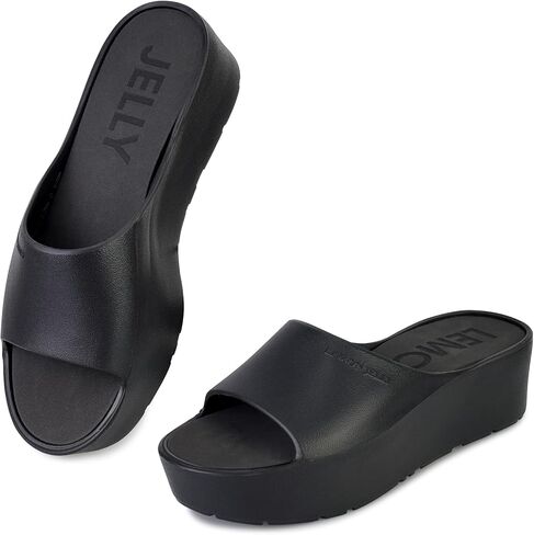 Lemon Jelly Women's Platform Sandals - Cute Water-Friendly Comfort Wedges for the Beach or Casual Wear - Super Lightweight Slip-On Flip Flops for Ladies - Versatile, Chunky Summer Slides in Saudi Arabia