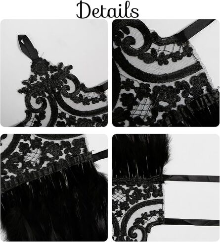 MeiLiMiYu المرأة ريشة الدانتيل قفازات طويلة الساحرة تنكر قفازات الدانتيل شبكة القوطية قفازات لحزب الهالوين تأثيري in Kuwait