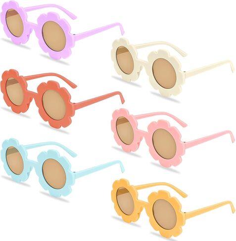 نظارات شمسية من يوتاكو مكونة من 6 قطع للأطفال الصغار على شكل زهرة دائرية، نظارات شمسية لطيفة للفتيات الصغيرات للأطفال على شكل زهرة لإكسسوارات الحفلات والنظارات الشاطئية الخارجية in Kuwait