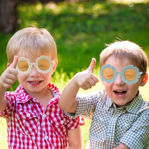 نظارات شمسية من يوتاكو مكونة من 6 قطع للأطفال الصغار على شكل زهرة دائرية، نظارات شمسية لطيفة للفتيات الصغيرات للأطفال على شكل زهرة لإكسسوارات الحفلات والنظارات الشاطئية الخارجية in Kuwait