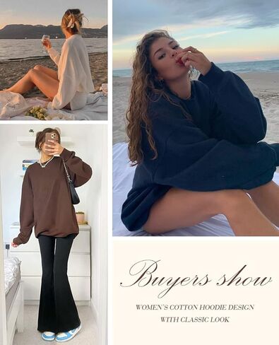 سويت شيرت نسائي من Beaully ذو فتحة رقبة مستديرة وأكمام طويلة، بلوفر كاجوال سادة، قمصان علوية in Kuwait