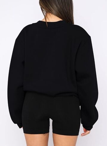 Beaully Women's Oversized Crewneck Long Sleeve Sweatshirts Casual Solid Pullover Sweatshirt Tops Shirts in Saudi Arabia