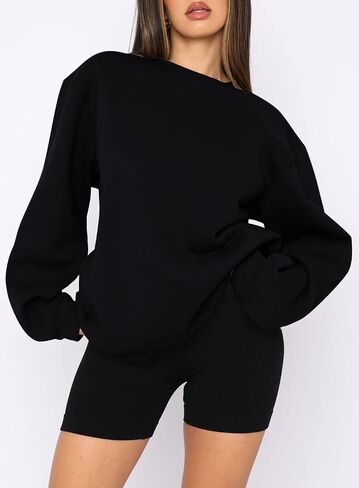 Beaully Women's Oversized Crewneck Long Sleeve Sweatshirts Casual Solid Pullover Sweatshirt Tops Shirts in Saudi Arabia