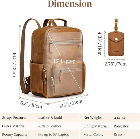 S-ZONE Extra Large Genuine Leather Backpack Purse for Women Men Travel Rucksack Vintage Retro Daypack in Saudi Arabia