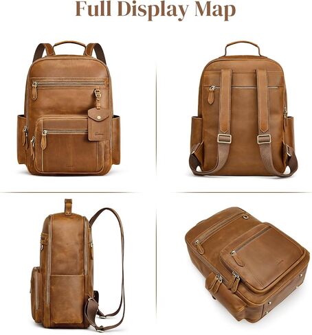 S-ZONE Extra Large Genuine Leather Backpack Purse for Women Men Travel Rucksack Vintage Retro Daypack in Saudi Arabia