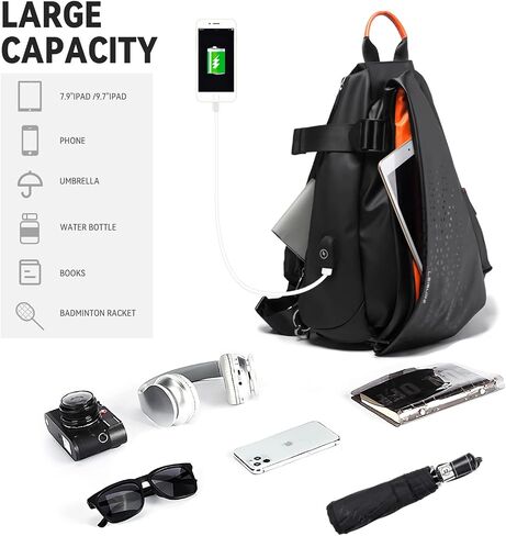 SUNMOP Anti-Theft Crossbody Sling Bag for Men Women,Small Backpack One Shoulder Bag,Chest Bag Sling Backpack Water Resistant in Saudi Arabia