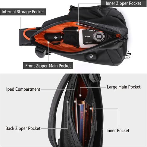 SUNMOP Anti-Theft Crossbody Sling Bag for Men Women,Small Backpack One Shoulder Bag,Chest Bag Sling Backpack Water Resistant in Saudi Arabia