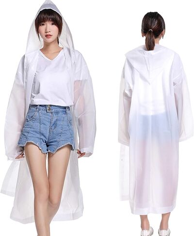 SXYY Raincoats for Adults Women and Men [2 Pack] Reusable Ponchos Clear Long Rain Jacket Traveling Rain Coat, White in Saudi Arabia