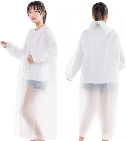 SXYY Raincoats for Adults Women and Men [2 Pack] Reusable Ponchos Clear Long Rain Jacket Traveling Rain Coat, White in Saudi Arabia