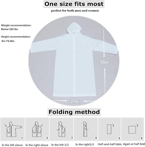 SXYY Raincoats for Adults Women and Men [2 Pack] Reusable Ponchos Clear Long Rain Jacket Traveling Rain Coat, White in Saudi Arabia