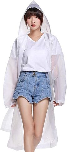 SXYY Raincoats for Adults Women and Men [2 Pack] Reusable Ponchos Clear Long Rain Jacket Traveling Rain Coat, White in Saudi Arabia