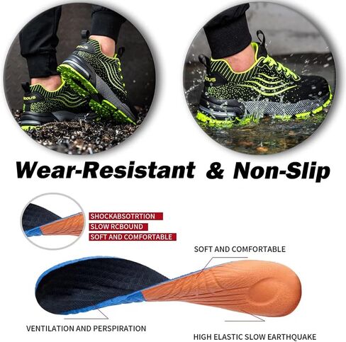 Steel Toe Shoes for Men Women Lightweight Safety Shoes Comfortable Cushion Steel Toe Sneakers Indestructible Work Shoes in Saudi Arabia