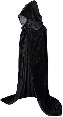 عباءة بغطاء للرأس مخملية للبالغين من الجنسين من Nenrte أزياء الهالوين للعب الأدوار (أسود) in Kuwait