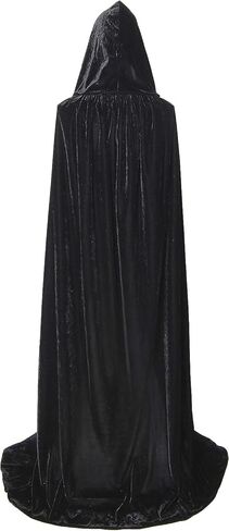 عباءة بغطاء للرأس مخملية للبالغين من الجنسين من Nenrte أزياء الهالوين للعب الأدوار (أسود) in Kuwait