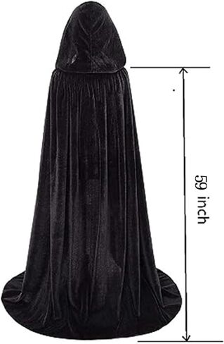 عباءة بغطاء للرأس مخملية للبالغين من الجنسين من Nenrte أزياء الهالوين للعب الأدوار (أسود) in Kuwait