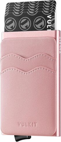 VULKIT Card Holder Pop Up Slim Wallet With Extra Leather Pocket Slots RFID Blocking Credit Card Case for Men and Women Black in Kuwait