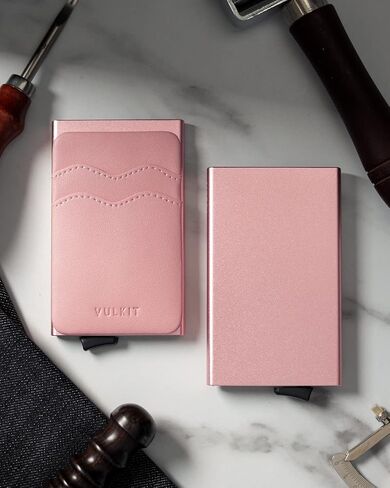 VULKIT Card Holder Pop Up Slim Wallet With Extra Leather Pocket Slots RFID Blocking Credit Card Case for Men and Women Black in Kuwait