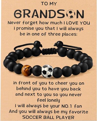 MIXJOY Baseball Basketball Soccer Player Black Beads Bracelet for Grandson Son, Sports Gifts for 6-16 Boys, Birthday Christmas Gifts in Kuwait