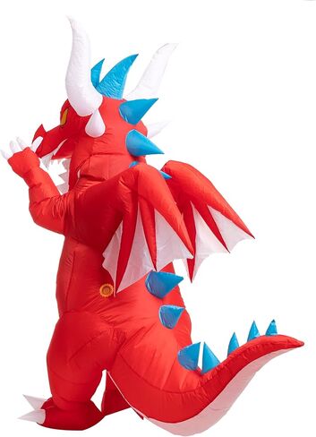 أزياء Spooktacular Creations قابلة للنفخ للبالغين، أزياء هيكل عظمي تنين تنفجر بالهواء، زي ديناصور لكامل الجسم مع جناح قرن ثلاثي الأبعاد لحفلات الهالوين in Kuwait