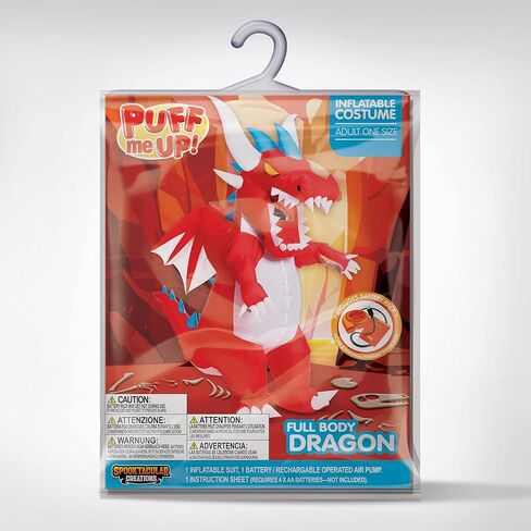 أزياء Spooktacular Creations قابلة للنفخ للبالغين، أزياء هيكل عظمي تنين تنفجر بالهواء، زي ديناصور لكامل الجسم مع جناح قرن ثلاثي الأبعاد لحفلات الهالوين in Kuwait