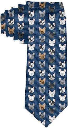 ربطة عنق مضحكة فرنسية بولدوج أزرق داكن عصري ربطات عنق واسعة الجدة للرجال في سن المراهقة in Kuwait