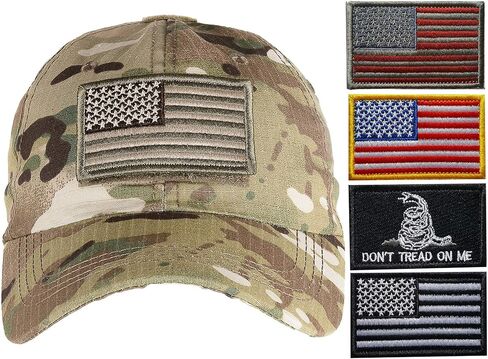 Multicam Tactical Hat,Military Army OCP Hat with 6 American Flag Patch,Adjustable Operat Baseball Cap for Men in Kuwait