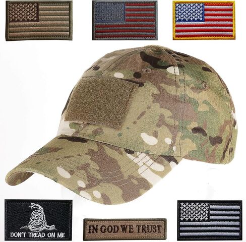 Multicam Tactical Hat,Military Army OCP Hat with 6 American Flag Patch,Adjustable Operat Baseball Cap for Men in Kuwait
