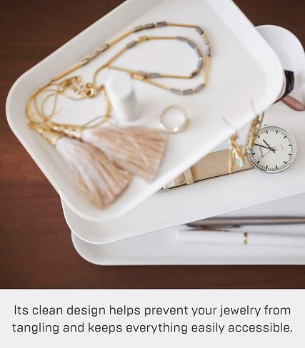 YAMAZAKI home 4724 3-Tier Accessory Tray-Jewelry Holder & Storage Organizer, One Size, White in Kuwait