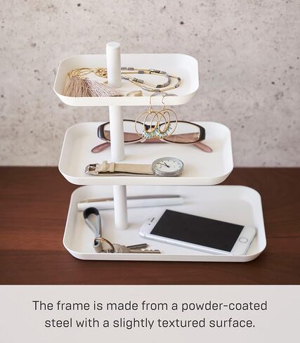 YAMAZAKI home 4724 3-Tier Accessory Tray-Jewelry Holder & Storage Organizer, One Size, White in Kuwait