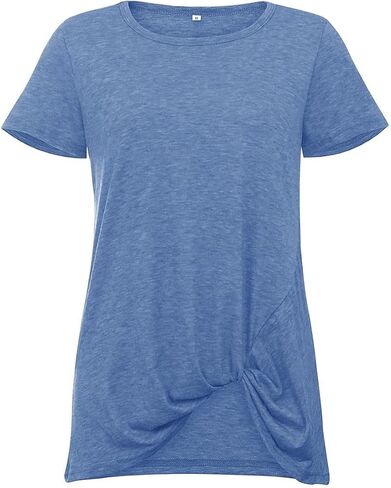 SHIBEVER Women's Tops Short Sleeve Twist Knotted T Shirts Summer Blouse Tunic Tops S-2XL in Kuwait