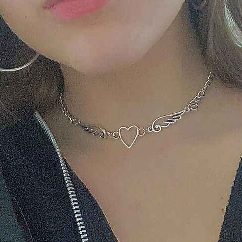 MGGFBLEY 2000s-Style Fashion Jewelry Individuality and Independence Style Jewelry Butterfly Sull Igirl Heart Feather Chains Necklace in Kuwait