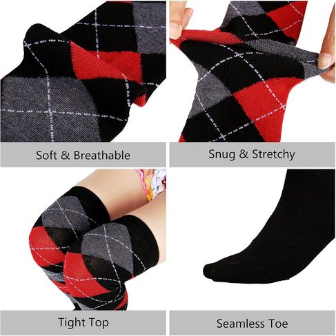 جوارب عالية الفخذ للسيدات من Benefeet Sox جوارب طويلة مخططة فوق الركبة من Argyle للفتيات جوارب طويلة مضحكة ومجنونة in Kuwait