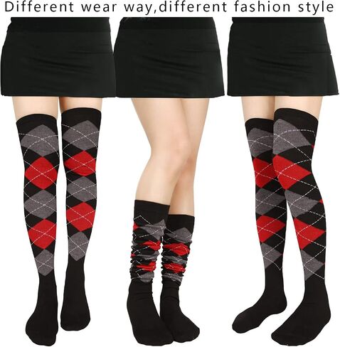 جوارب عالية الفخذ للسيدات من Benefeet Sox جوارب طويلة مخططة فوق الركبة من Argyle للفتيات جوارب طويلة مضحكة ومجنونة in Kuwait